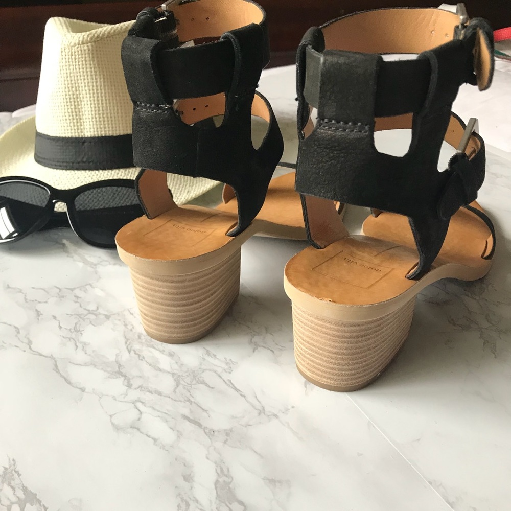 Dolce Vita Black nubuck Heels Sandal - Picture 6 of 8